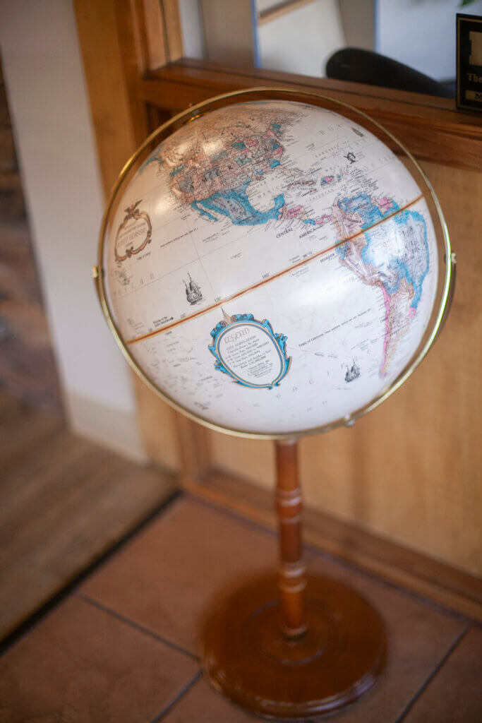 wood globe